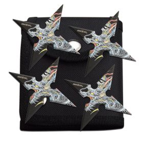 4-INCH 4 Points Throwing Stars with Pouch - 4 Pack