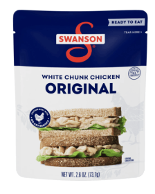 Swanson Original White Chunk Fully Cooked Chicken, Ready to Eat, Simple on-the-Go Meals, 2.6 oz Pouch
