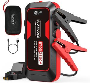 S ZEVZO ET03 Car Jump Starter 2500A Jump Starter Battery Pack for Up to 8.0L Gas and 7.0L Diesel Engines, 74Wh Portable 12V Jump Box with USB Por