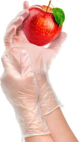 Vinyl Disposable Gloves. Pack of 100 Universal Gloves Large Size. Natural Color Non Sterile Ambidextrous Food Gloves for Kitchen; Cooking; Powder