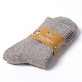 1 Pairs Winter Warm Women Socks Wool Male Men Socks Super Thicker Solid Socks Merino Wool Socks Against Cold Snow Terry Socks (Color: grey)
