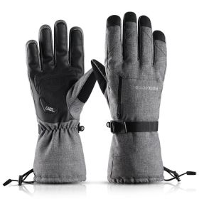 Ski Gloves Waterproof Gloves with Touchscreen Function Thermal Snowboard Gloves Warm Motorcycle Snow Gloves Men Women (Color: grey, size: L)