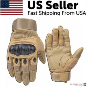 Tactical Motorcycle Motocross Full Finger Gloves Motorbike Riding Racing Mittens (Color: Brown, size: M)