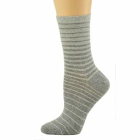 Women's Stripe Cotton Crew Socks (Color: Lt. Gray)