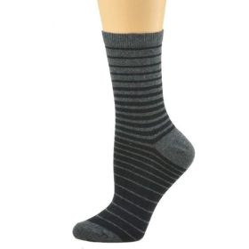 Women's Stripe Cotton Crew Socks (Color: Gray)