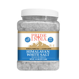 Himalayan White Salt by Pride Of India - 2.2Lbs - Rarest & Enriched W/84+ Natural Minerals- Low Sodium- Mineral Rich Nutrition and Enhanced Taste (Value: Coarse Grind)