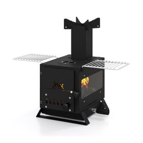 Portable Wood Burning Stove for Outdoor Camping Hiking Traveling (Color: black, Type: Camping Supplies)